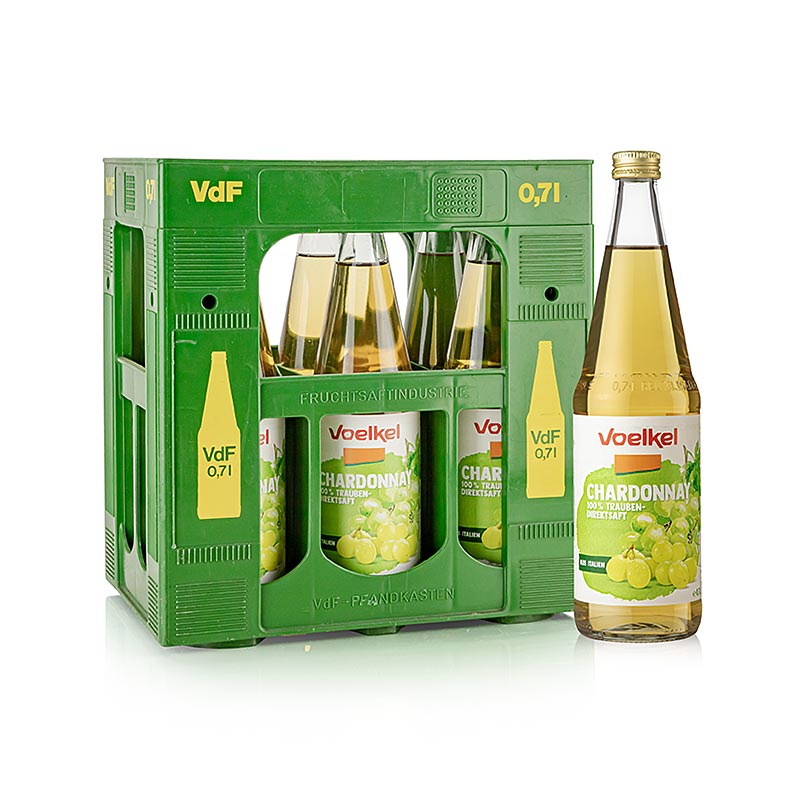 Chardonnay grape juice, light, 100% direct juice, Voelkel, organic - 6 x 0.7 l - Deposit box