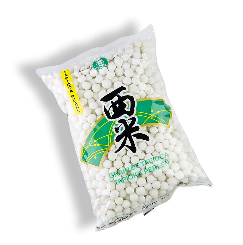 Tapioca perler, hvid, Ø ca. 7 mm - 400 g - taske