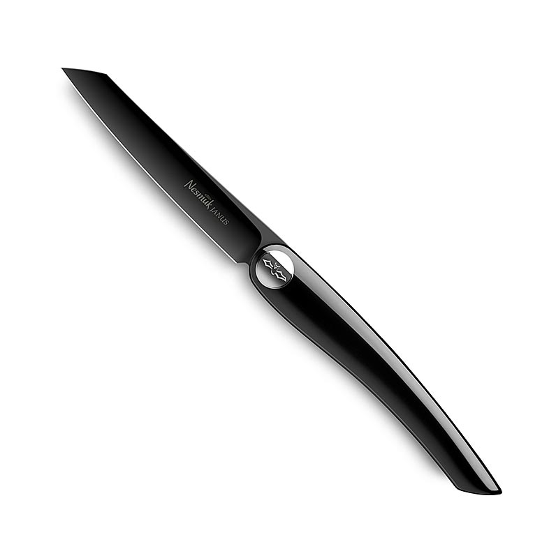 Nesmuk Janus foldende kniv (Folder), 202mm (115mm lukket), sort klaverlak - 1 stk - kasse