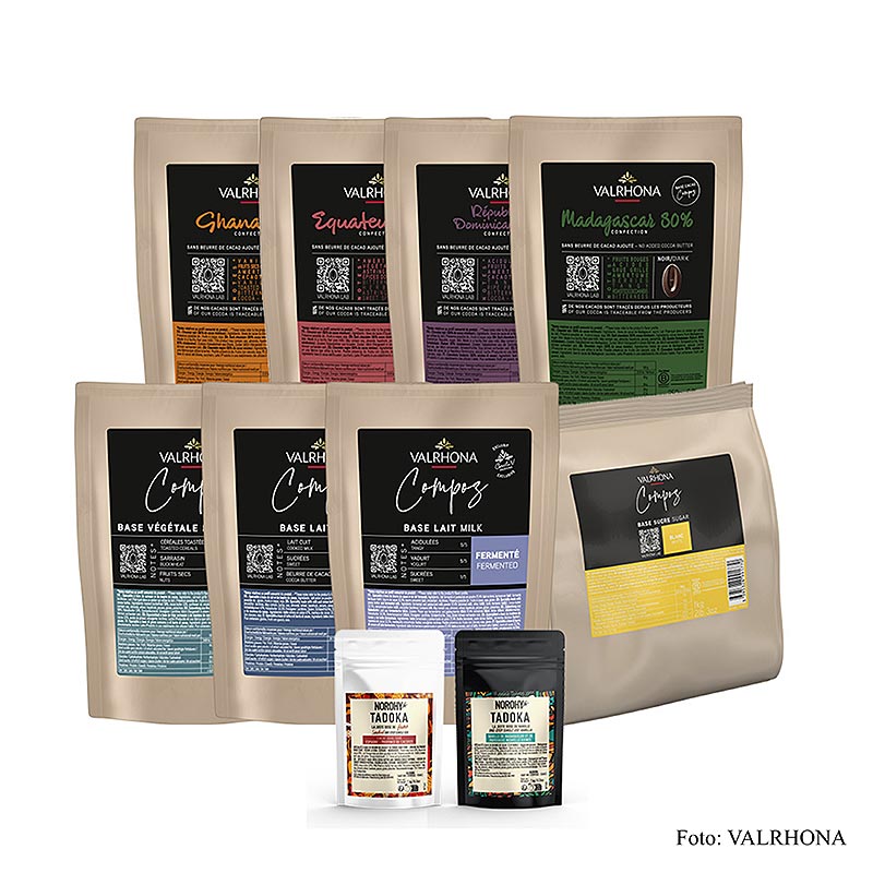 Valrhona Compoz Kit, zestaw do wyrobow czekoladowych, 9 elementow (45348) - 2,516 kg, 9 szt. - Karton