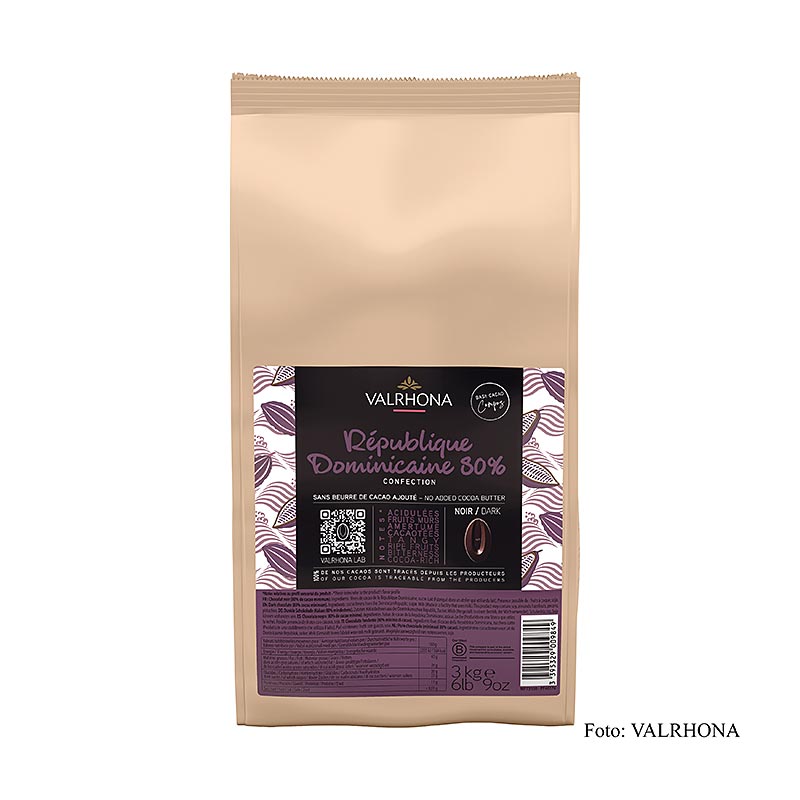 Valrhona Compoz Chocolates - Cocoa Base Domin. Republika, 80%, Callets - 3 kg - torba Valrhona Compoz Chocolates - Cocoa Base Domin. Republika, 80%, Callets - 3 kg - torba