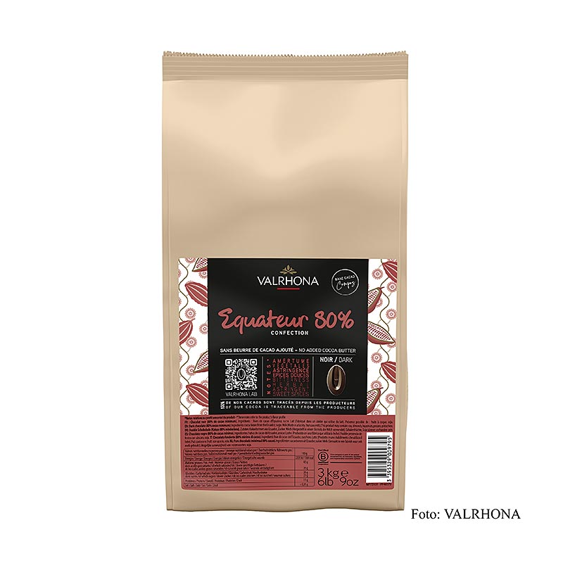 Valrhona Compoz Chocolates - Cocoa Base Ecuador 80%, Callets - 3 kg - laukku Valrhona Compoz Chocolates - Cocoa Base Ecuador 80%, Callets - 3 kg - laukku