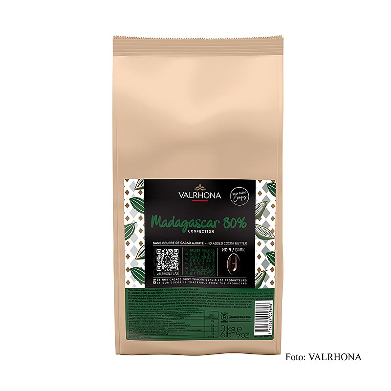 Valrhona Compoz Chocolates - Kaakaopohjainen Madagaskar 80%, Callets - 3 kg - laukku Valrhona Compoz Chocolates - Kaakaopohjainen Madagaskar 80%, Callets - 3 kg - laukku