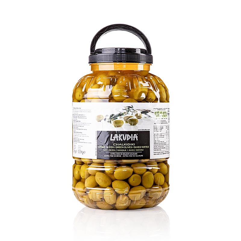 Masline verzi Chalkidiki Colossal, cu sambure, Lakudia - 5,3 kg - PE poate