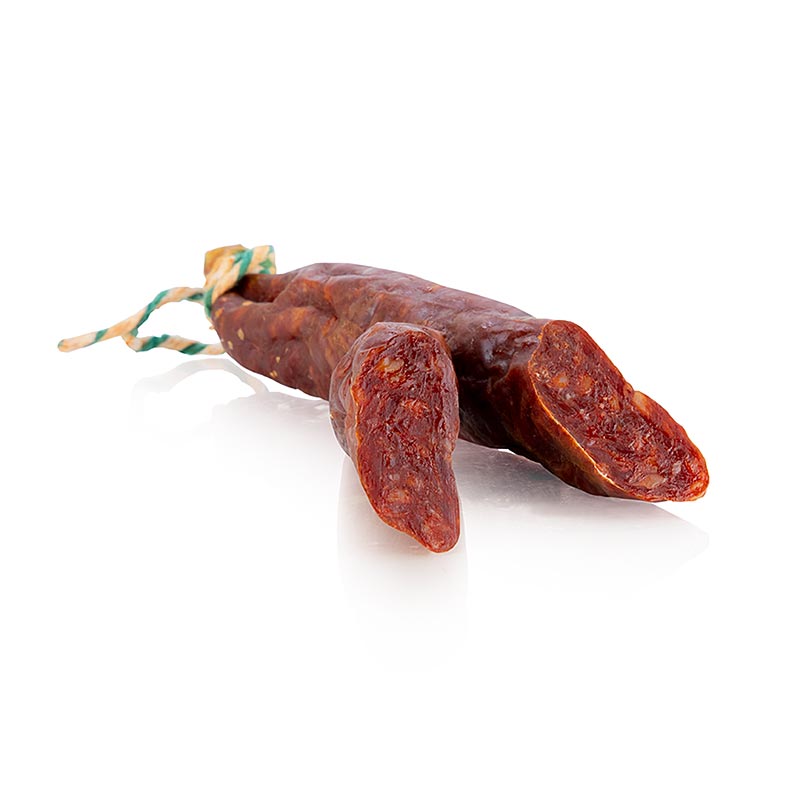 Chorizo Paprikawurst, mild, ganze Wurst, mit Sherrywein, Pyrenäen - ca.250 g - Vakuum Chorizo Paprikawurst, mild, ganze Wurst, mit Sherrywein, Pyrenäen - ca.250 g - Vakuum