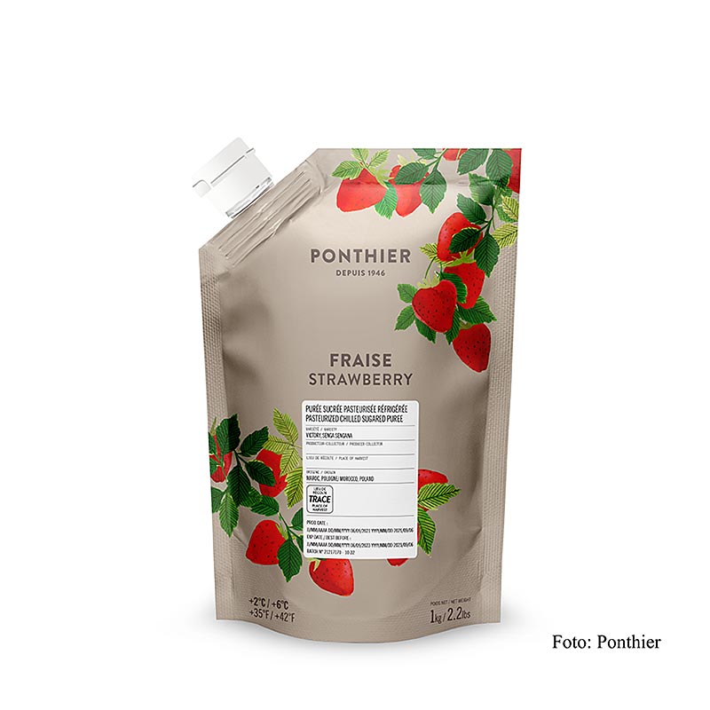 Puree - strawberry, with sugar Ponthier - 1 kg - bag
