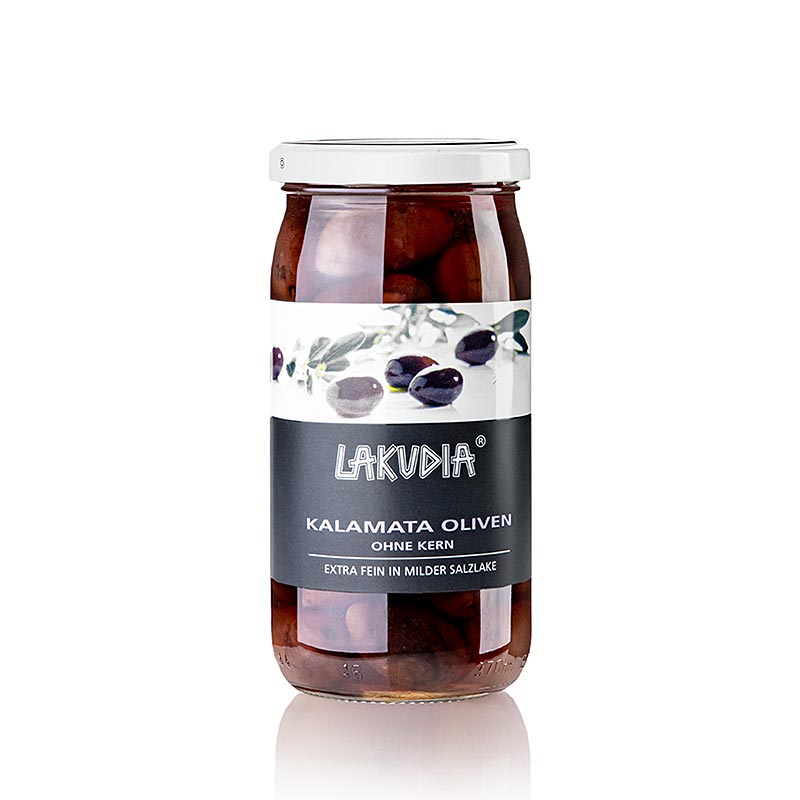 Kalamata Oliven, ohne Kern, Lakudia - 355 g - Glas