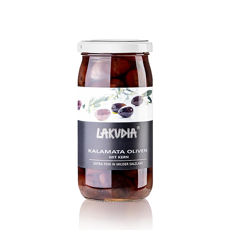 Kalamata Oliven, mit Kern, Lakudia - 355 g - Glas