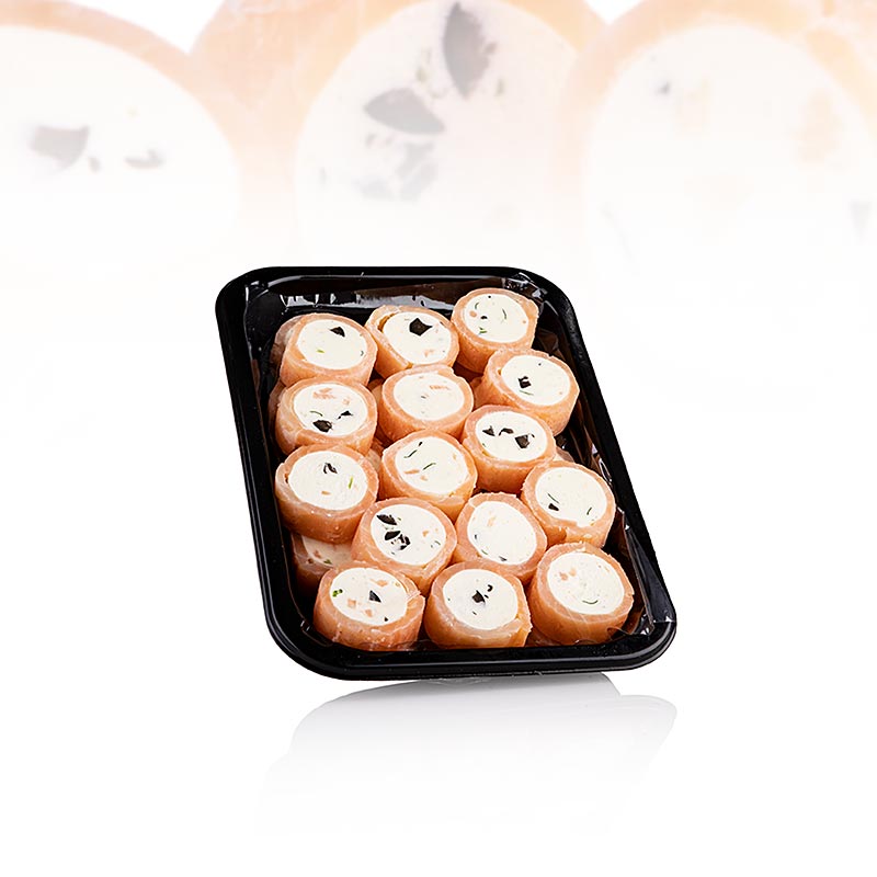 Rolada z udeneho lososa, stredomorska, s olivami a smotanovym syrom - 300 g, 30 x 10 g - Karton