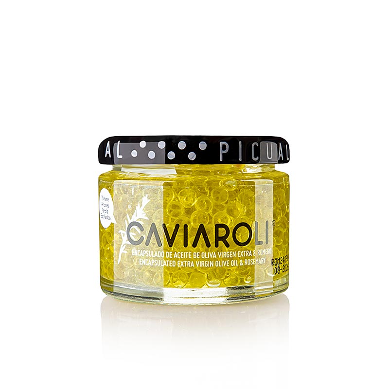 Caviaroli® kaviar iz oljcnega olja, majhne perle oljcnega olja z rozmarinom, zelena - 50 g - Steklo Caviaroli® kaviar iz oljcnega olja, majhne perle oljcnega olja z rozmarinom, zelena - 50 g - Steklo