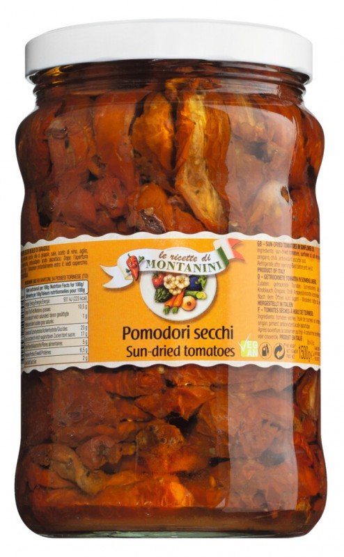 Pomodori secchi sott`olio, tomatar thurrkadhir i oliu, Montanini - 1.500 g - Gler