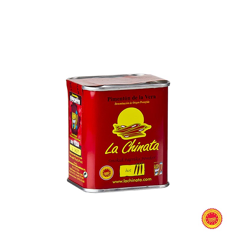 Paprikapulver - Pimenton de la Vera D.O.P., geräuchert, scharf, la Chinata - 70 g - Dose