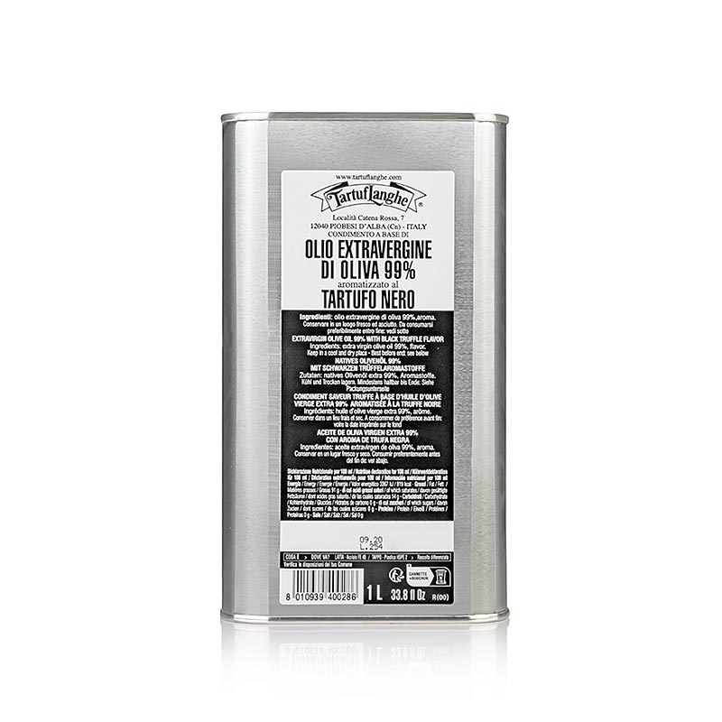 Natives Olivenöl Extra mit schwarzem Trüffel-Aroma (Trüffelöl), Tartuflanghe - 1 l - Kanister