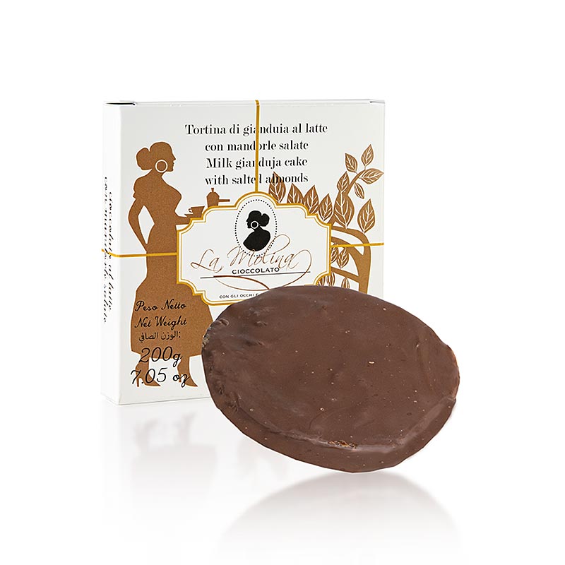 Choco Cake, Milchschokoladen Gianduja mit Salzmandeln, Ø11,5cm, La Molina - 200 g - Papier