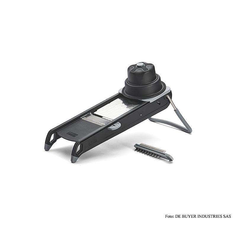 Mandoline Swing Plus (1 horizontal dan 1 julienne) hitam (4 - 10mm) de Buyer - 1 buah - Kardus