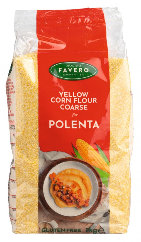 Farina di mais Bramata gialla, per polenta, hruba kukuricna muka, Favero - 1 000 g - balenie