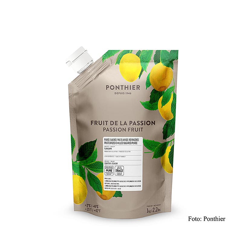 Püree-Passionsfrucht / Maracuja, 12% Zucker, Ponthier - 1 kg - Beutel