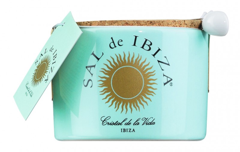 Fleur de Sel, Im Keramiktopf mit Dosierlöffel, Sal de Ibiza - 150 g - Stück Fleur de Sel, Im Keramiktopf mit Dosierlöffel, Sal de Ibiza - 150 g - Stück