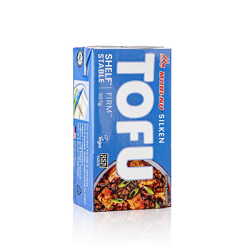Jedwabiste tofu, twarde, niebieskie (Mori - Nu), Morinaga - 307 gramow - Tetra Pak