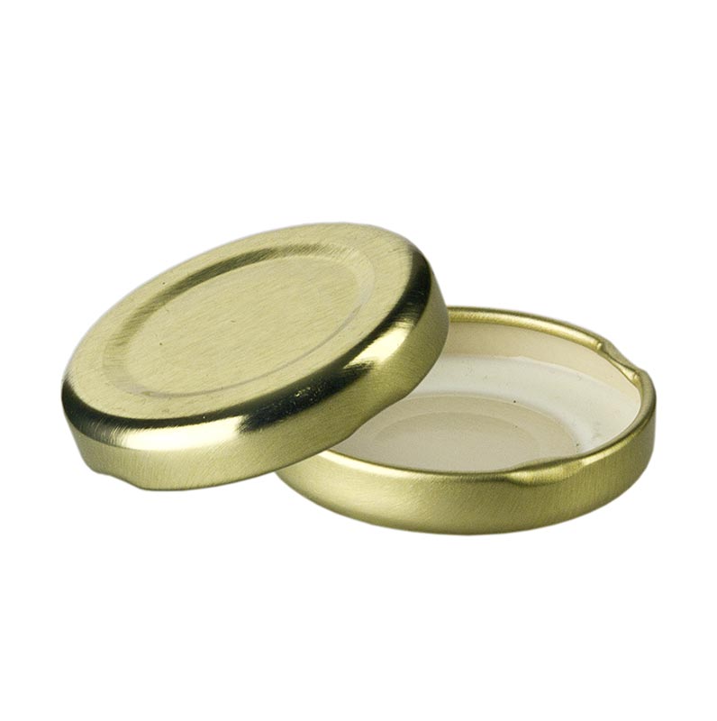 Låg, guld, til sekskantet glas, 43mm, 45,47,53 ml - 1 stk - løs