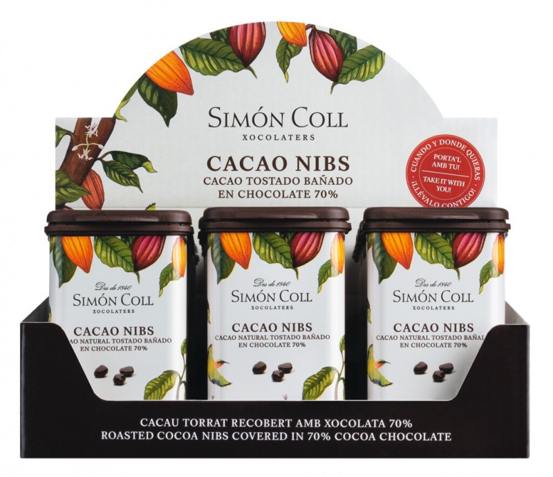 Cacao Nibs, Display, Kakaobohnenstücke, Display, Simón Coll - 18 x 30 g - Display