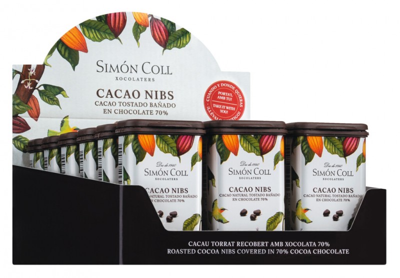 Nibs de Cacau, Display, Pedacos de Graos de Cacau, Display, Simon Coll - 18x30g - mostrar