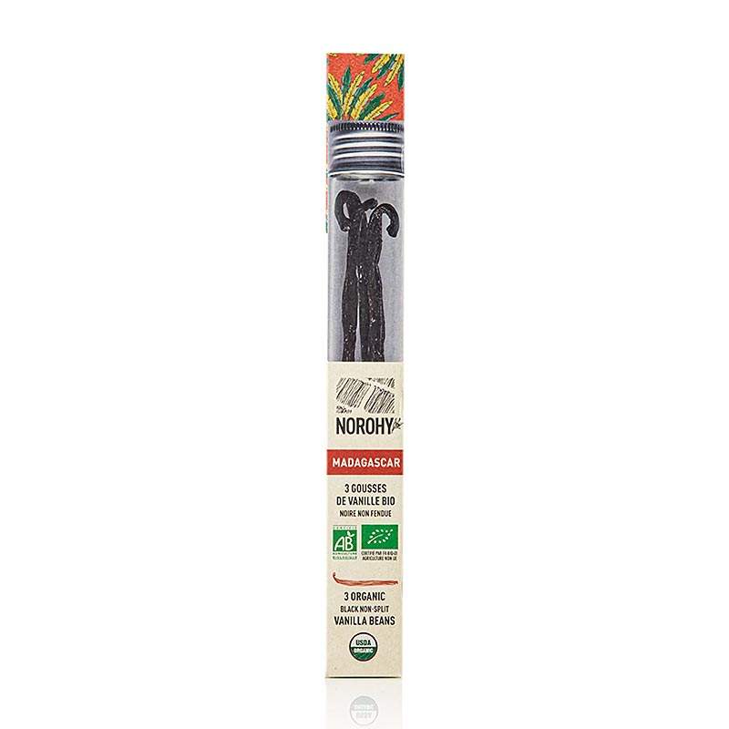 Norohy - Laski wanilii z Madagaskaru, organiczne - 3 sztuki - Szklo