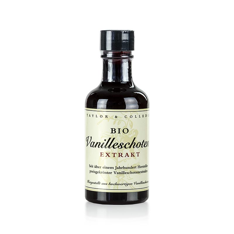 Bourbon Vanilla Extract, no specks, Taylor and Colledge, ORGANIC - 100 ml - Glass