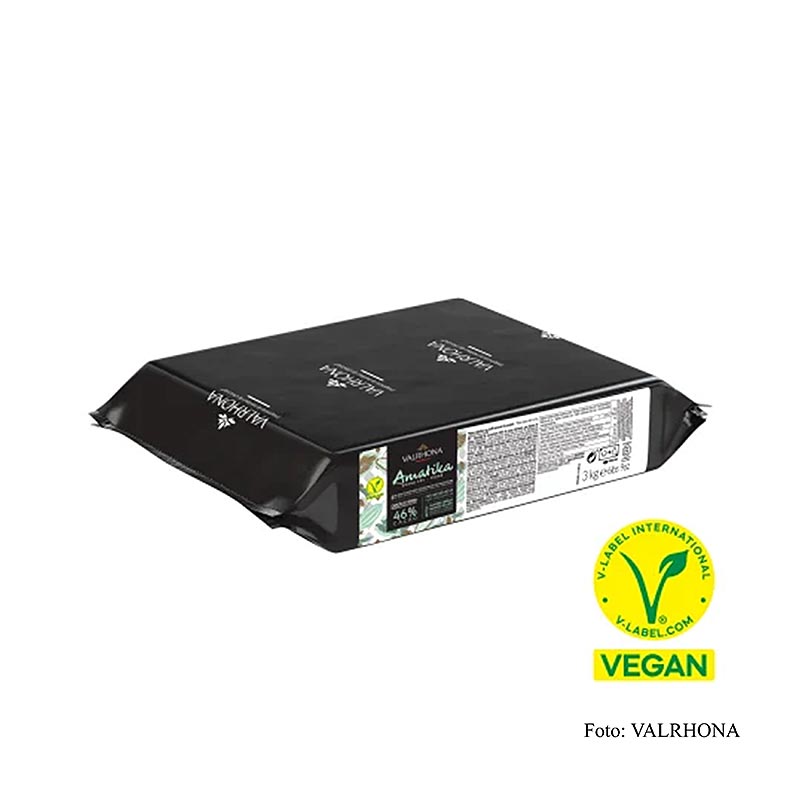 Valrhona AMATIKA, VEGAN ciemna kuwertura, 46% kakao, blok (28074) - 3 kg - torba