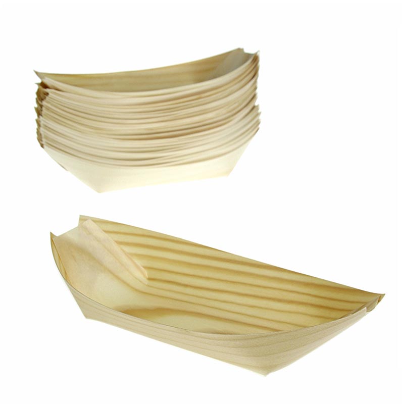 Disposable wooden boat, approx. 22 cm, heat-resistant up to 180 ° C - 50 hours - foil