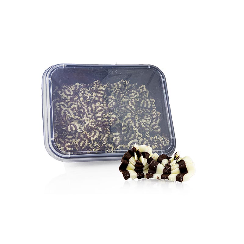 Adorno decorativo Mini Forest, abanico de chocolate, chocolate blanco/negro, 33 x 26 mm - 1 kg, aproximadamente 500 piezas - Cartulina Adorno decorativo Mini Forest, abanico de chocolate, chocolate blanco/negro, 33 x 26 mm - 1 kg, aproximadamente 500 piezas - Cartulina