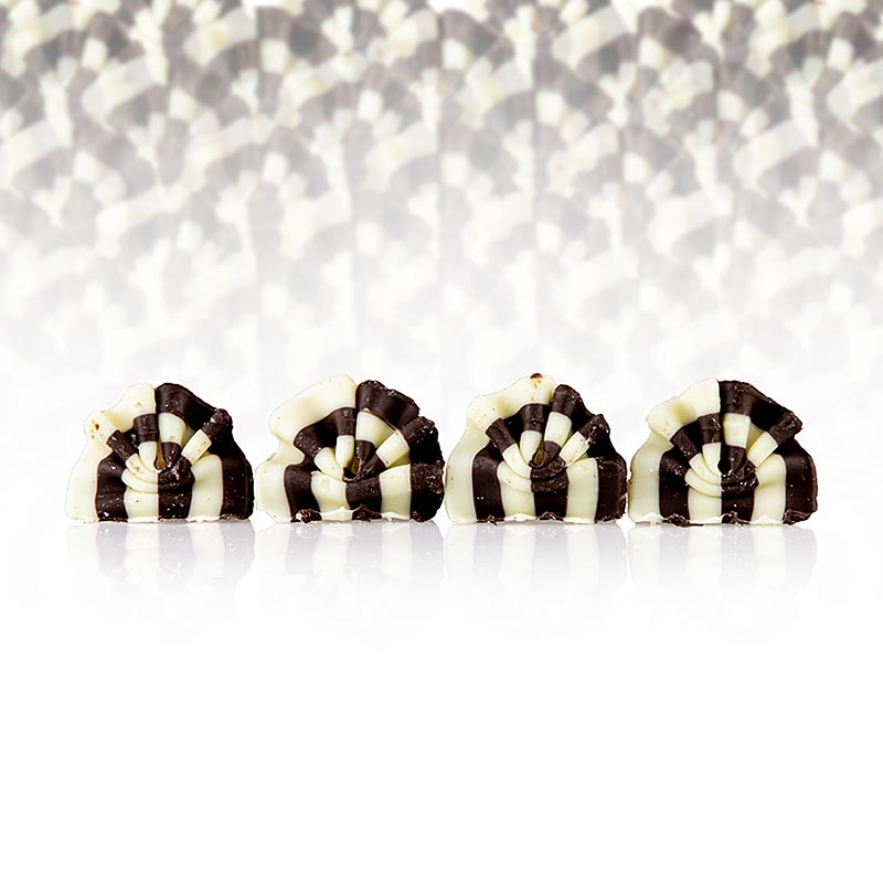 Adorno decorativo Mini Forest, abanico de chocolate, chocolate blanco/negro, 33 x 26 mm - 1 kg, aproximadamente 500 piezas - Cartulina Adorno decorativo Mini Forest, abanico de chocolate, chocolate blanco/negro, 33 x 26 mm - 1 kg, aproximadamente 500 piezas - Cartulina