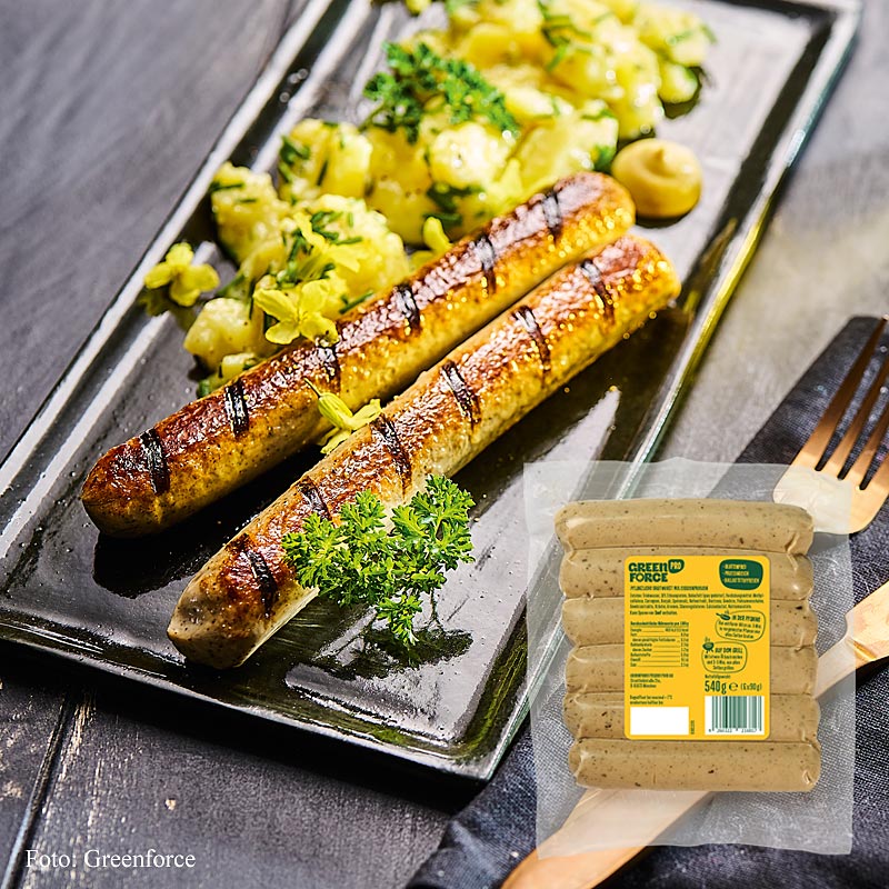 Veganska klobasa Greenforce vyrobena z hrachoveho proteinu, cerstva - 540 g, 6 x 90 g - vakuum