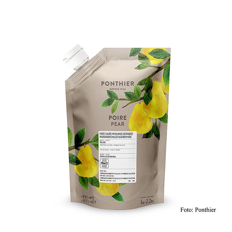 Pear puri, 10% gula, Ponthier - 1 kg - beg Pear puri, 10% gula, Ponthier - 1 kg - beg