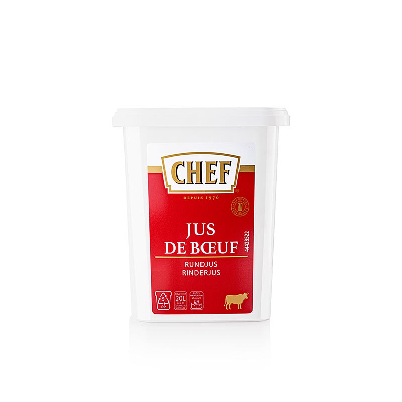 CHEF dana suyu, toz (yaklasik 10L icin) - 600 gr - PE - olabilir CHEF dana suyu, toz (yaklasik 10L icin) - 600 gr - PE - olabilir
