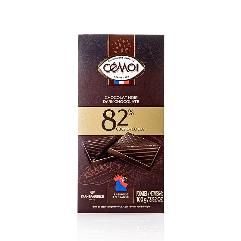 Cokoladna ploscica - temna 82% kakava, Cemoi - 100 g - Papir