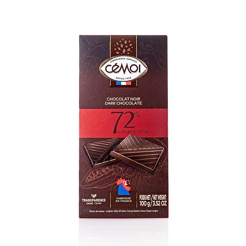 Cokoladova tycinka - tmava 72% kakaa, Cemoi - 100 g - Papir