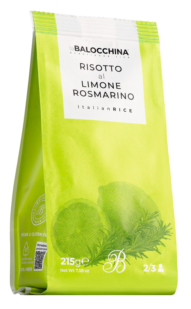 Risotto al limone e rosmarino, risotto au citron et romarin, La Balocchina - 215 g - paquet Risotto al limone e rosmarino, risotto au citron et romarin, La Balocchina - 215 g - paquet