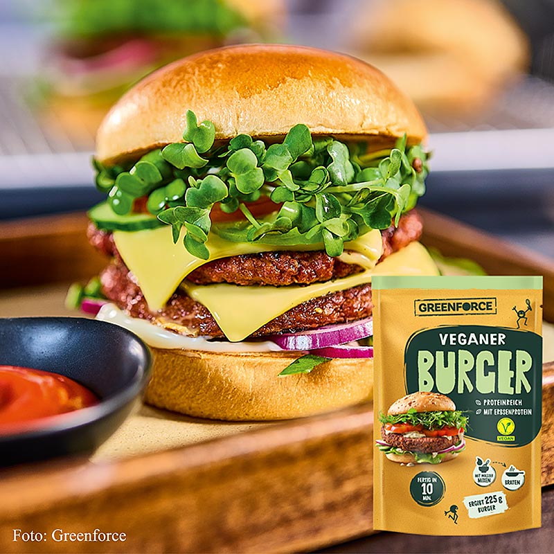 Campuran Greenforce untuk roti burger vegan, terbuat dari protein kacang polong - 75 gram - tas Campuran Greenforce untuk roti burger vegan, terbuat dari protein kacang polong - 75 gram - tas