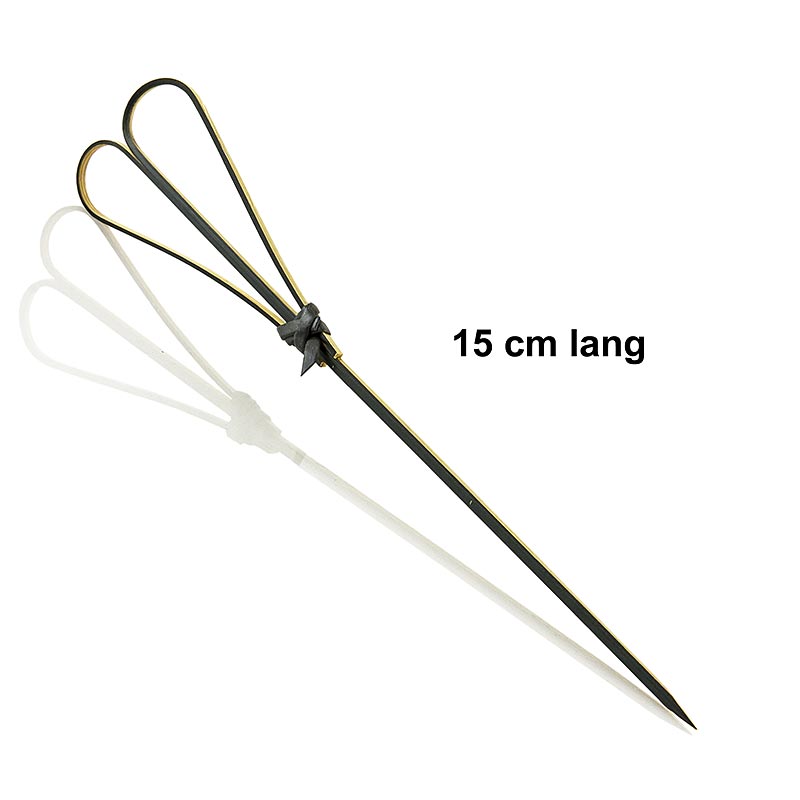 Bamboo skewers, with heart, black, 15 cm - 100 hours - bag