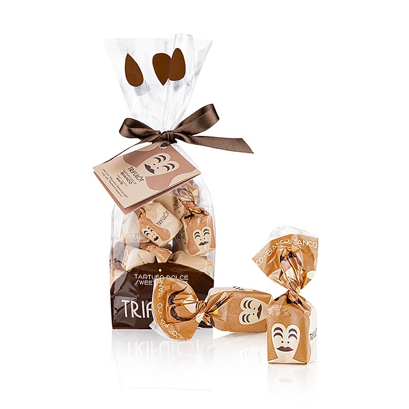 Hluzovkove pralinky z Tartuflanghe Tartufo Dolce di Alba BIANCO biela cokolada a 14g - 200 g - taska Hluzovkove pralinky z Tartuflanghe Tartufo Dolce di Alba BIANCO biela cokolada a 14g - 200 g - taska