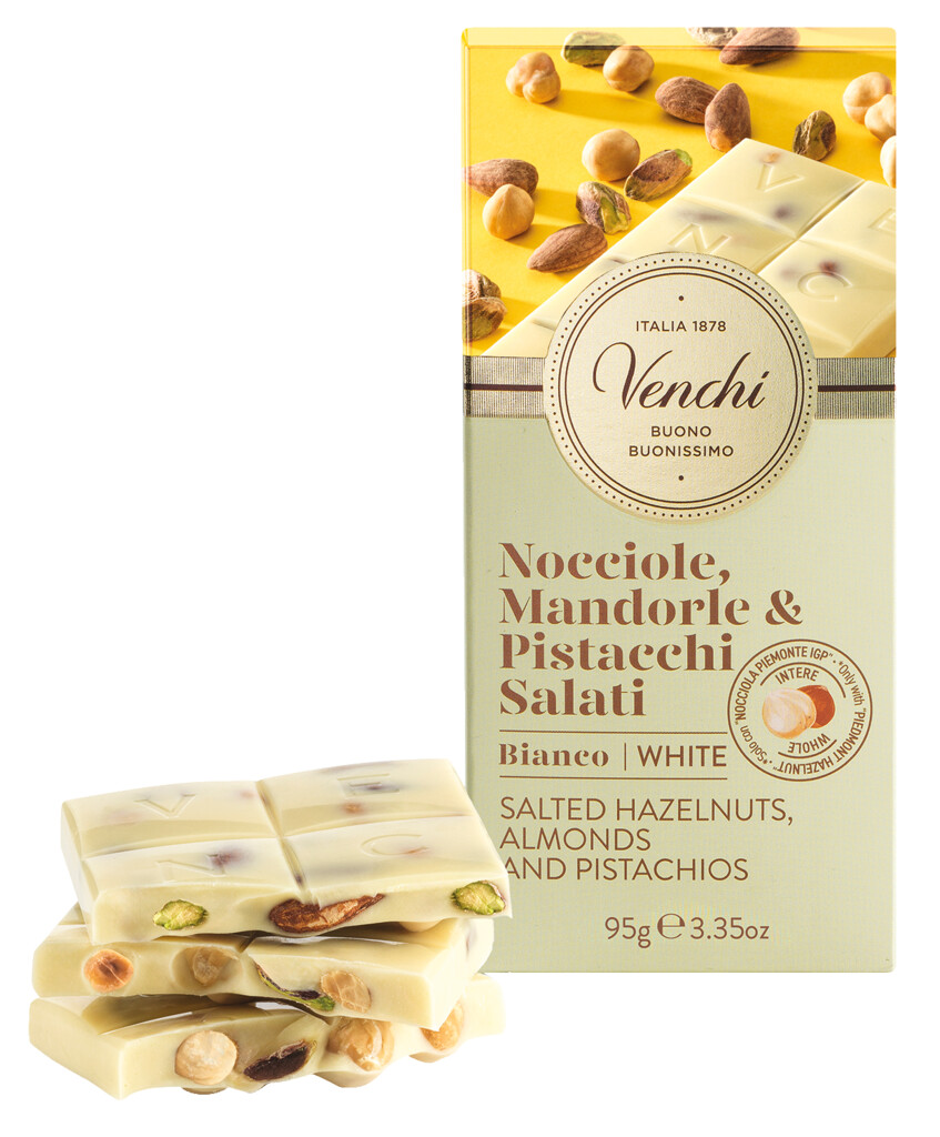 Tablette de chocolat blanc aux noix salées, Venchi - 95 g - pièce