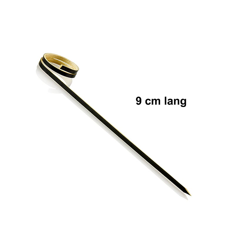 Bamboo skewers, with loop (ring end), black, 9 cm - 100 hours - bag