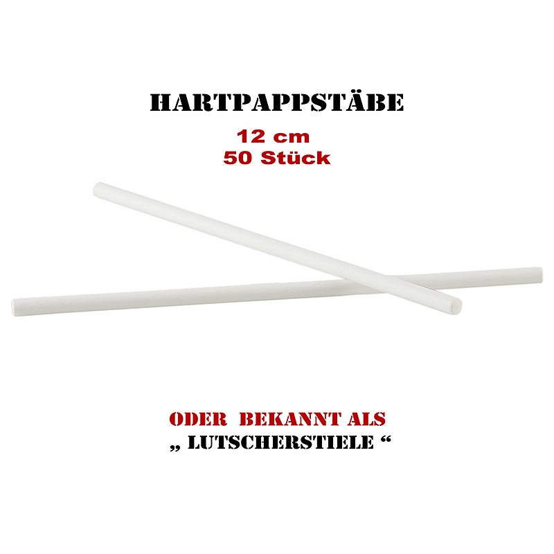 Hard cardboard sticks, lollipop sticks (white), blunt on both sides, Ø approx.3.8 mm, 12 cm - 50 hours - bag