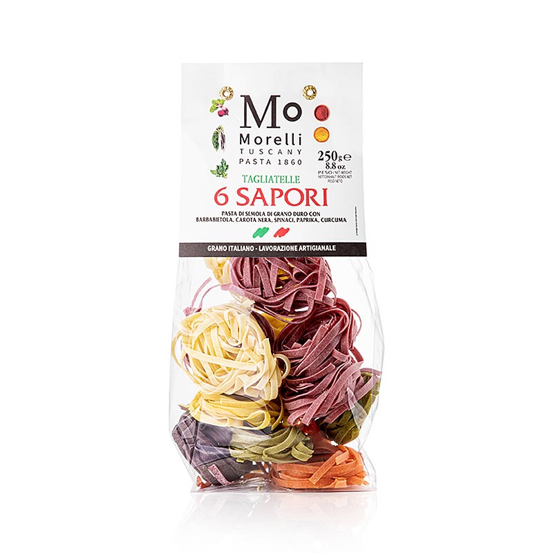 Morelli 1860 Noodles Tagliatelle 6 Sapori (makarona shumengjyreshe, 6 varietete) - 250 g - cante