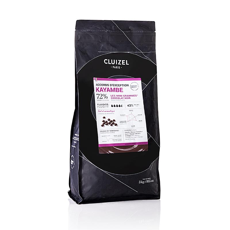 Kayambe 72% Couverture amère, Grandes Teneurs, Callets, Michel Cluizel - 3 kg - Sachet