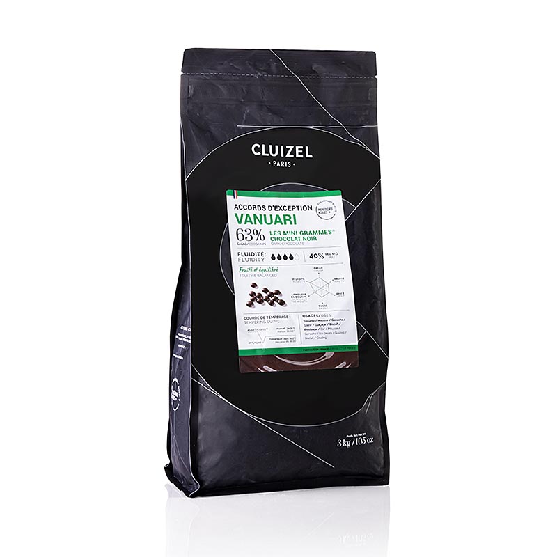 Vanuari 63%, Bitter Couverture, Grandes Teneurs, Callets, Michel Cluizel - 3 kg - bossa