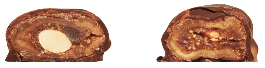 Figues aux amandes et enrobees de chocolat noir, Bocconcini fondenti di fichi con mandorle, Dolci Pensieri - 250 g - pack