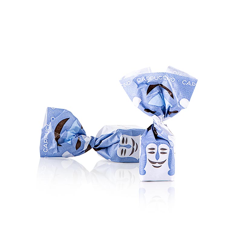 Mini bombons de trufas de Tartuflanghe Tartufo Dolce di Alba CAPPUCCINO / graos de cacau a 7g, papel azul - 1 kg - bolsa