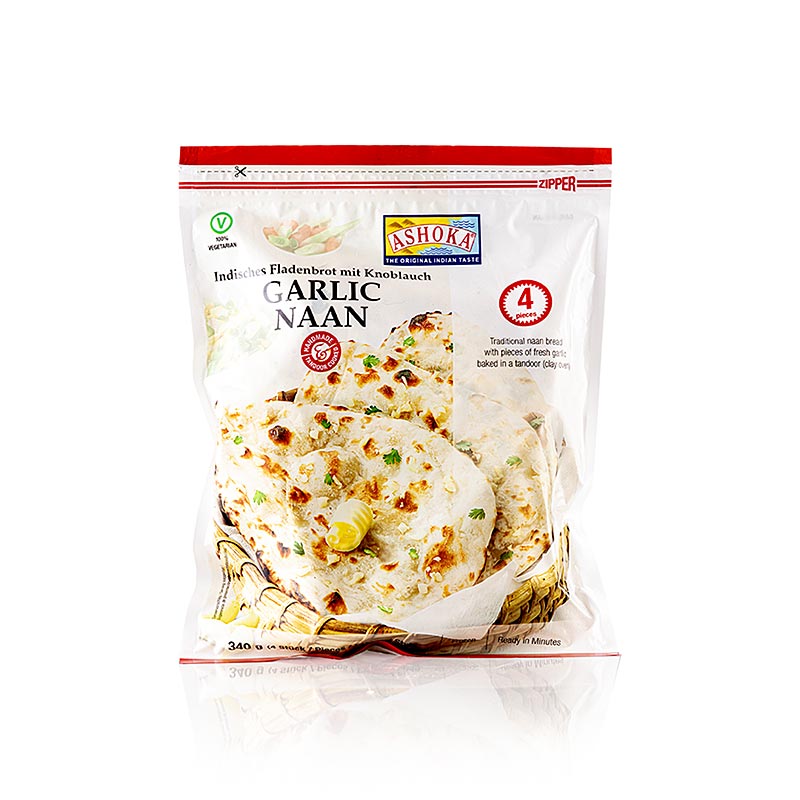 Tandoori Naan Indisk brød med hvidløg - 340g, 4 stk - taske